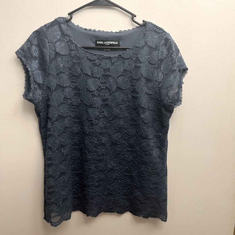 Karl Lagerfeld blue lace top